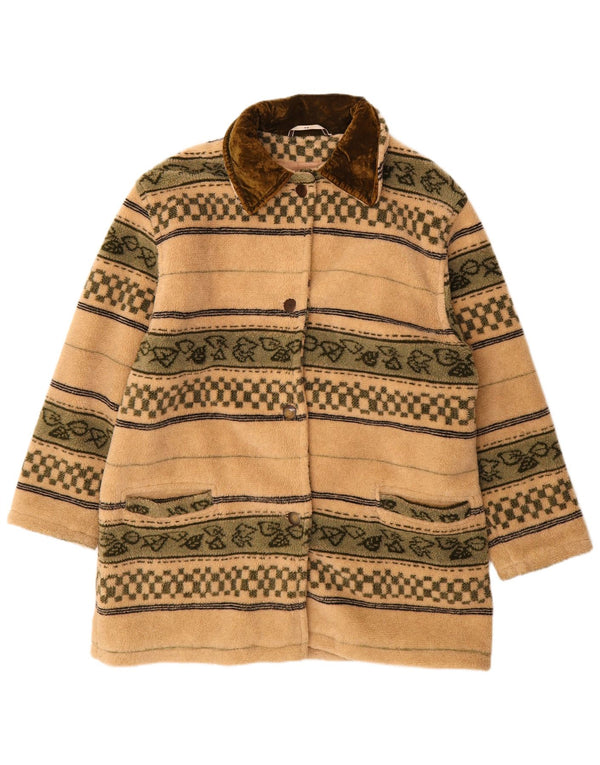 Pardesiu supradimensionat din lână Vintage pentru femei EU 40 Medium Bej cu dungi