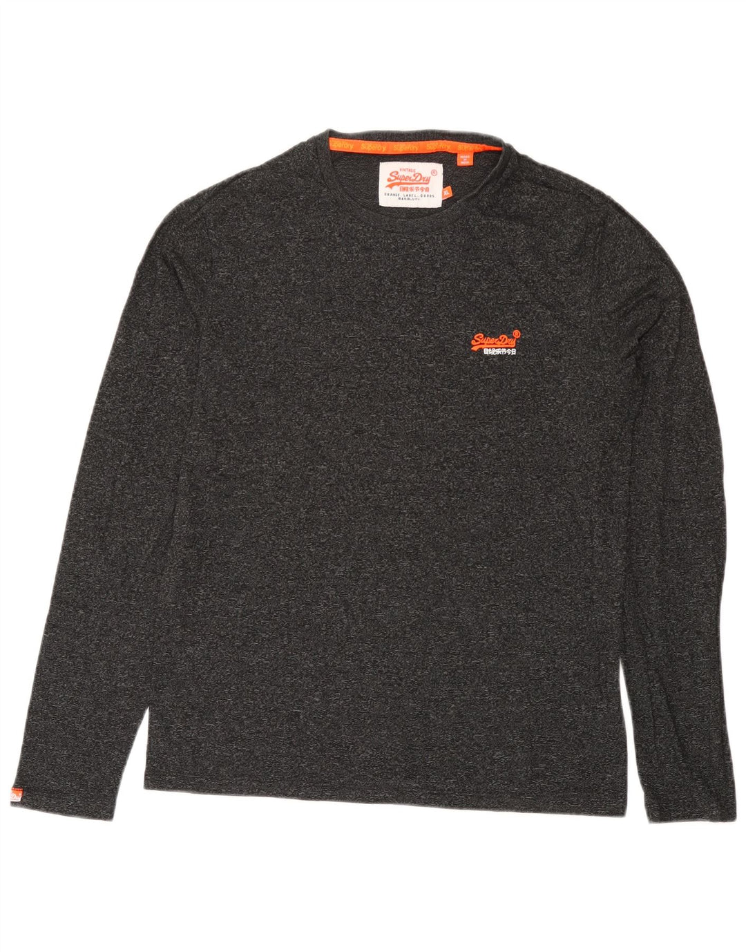 Top pentru bărbați Superdry cu mânecă lungă XL, bumbac cu pete gri