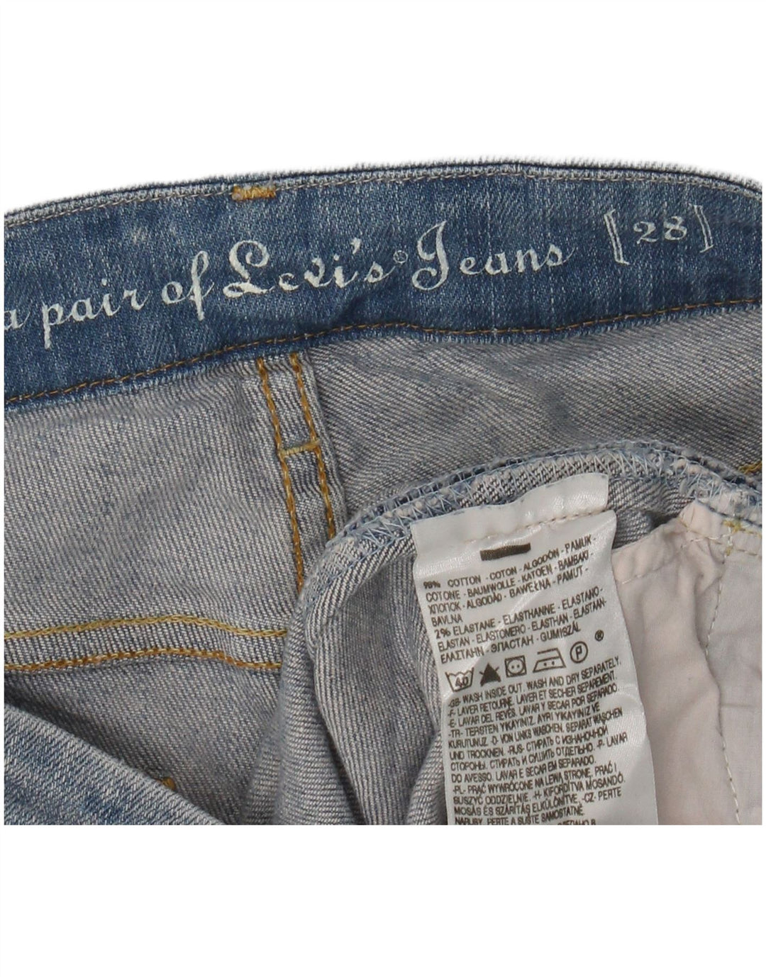 Pantaloni scurți din blugi pentru femei LEVI'S W28, bumbac albastru mediu