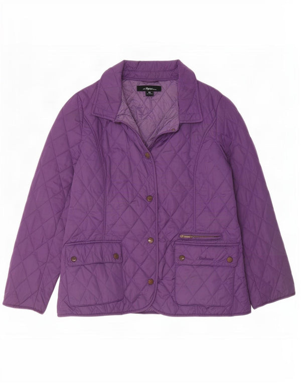 Barbour Womens Quilted Jacket UK 12 Medium Purple Polyester