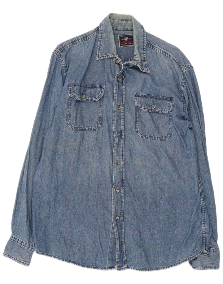 WRANGLER Mens Denim Shirt Medium Blue Cotton