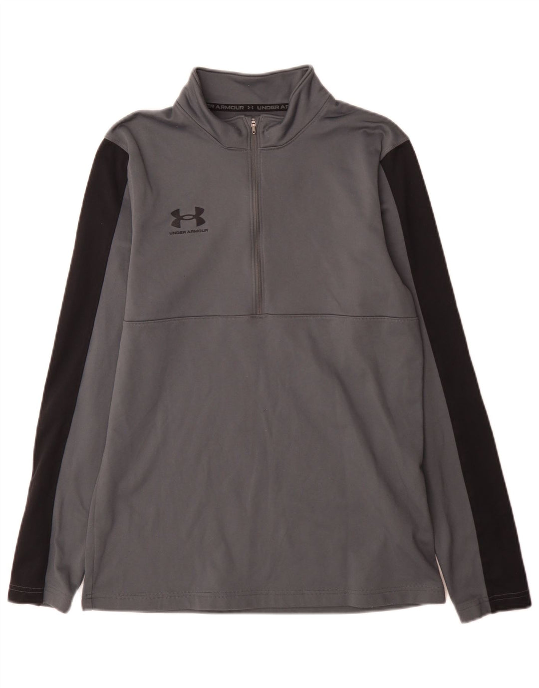 Top cu mânecă lungă pentru femei Under Armour, cu fermoar și gât, cu croială normală, gri mediu sport