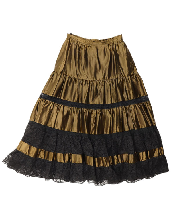 Fusta evazată pentru femei VINTAGE W23 2XS Kaki Colorblock