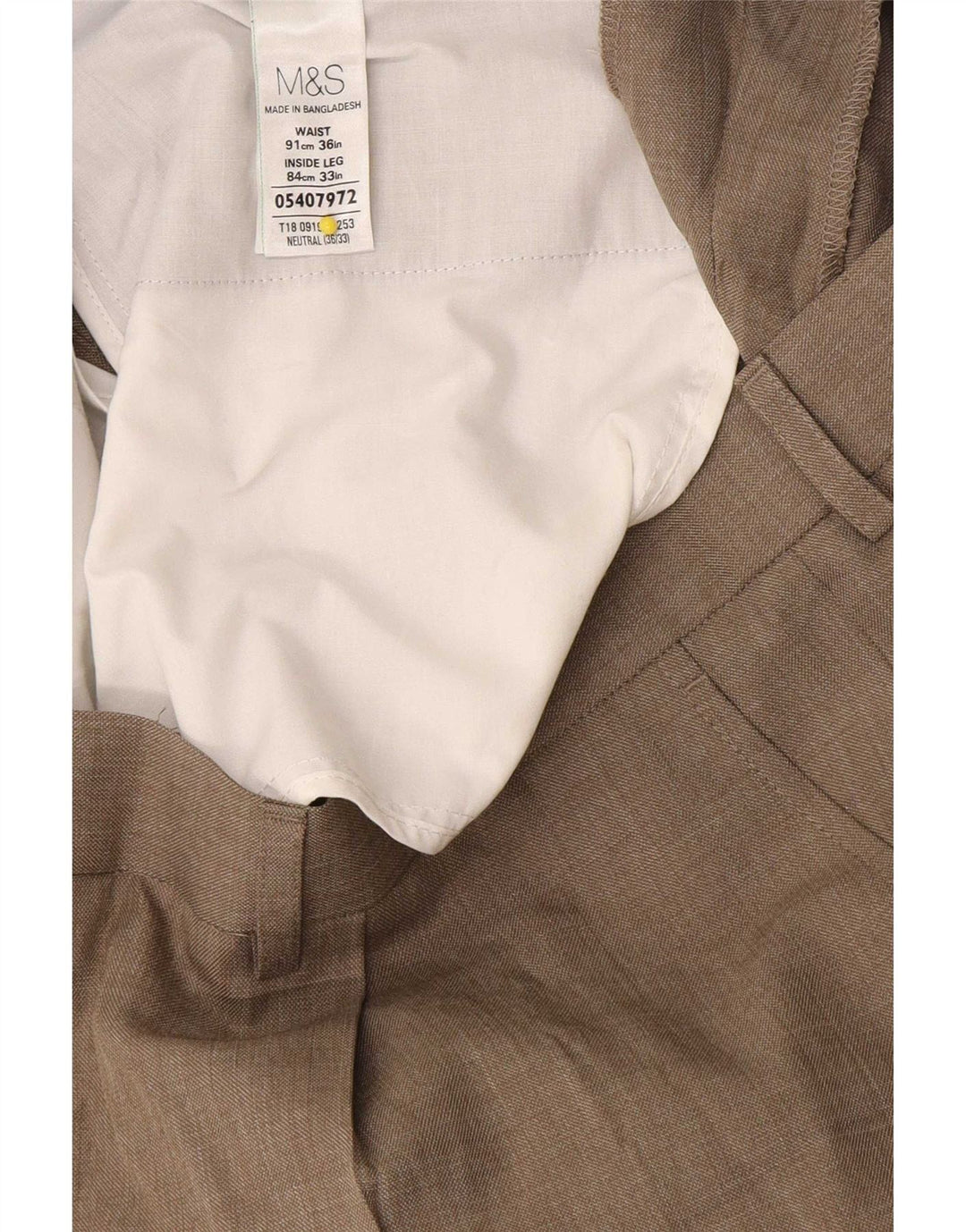Pantaloni de costum pentru bărbați Marks & Spencer L36 L33 poliester bej