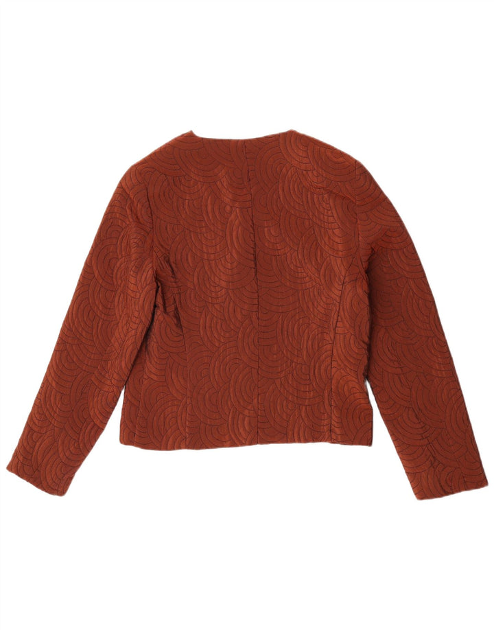 Jachetă vintage pentru femei cu 3 nasturi din acetat geometric maro mediu UK 14