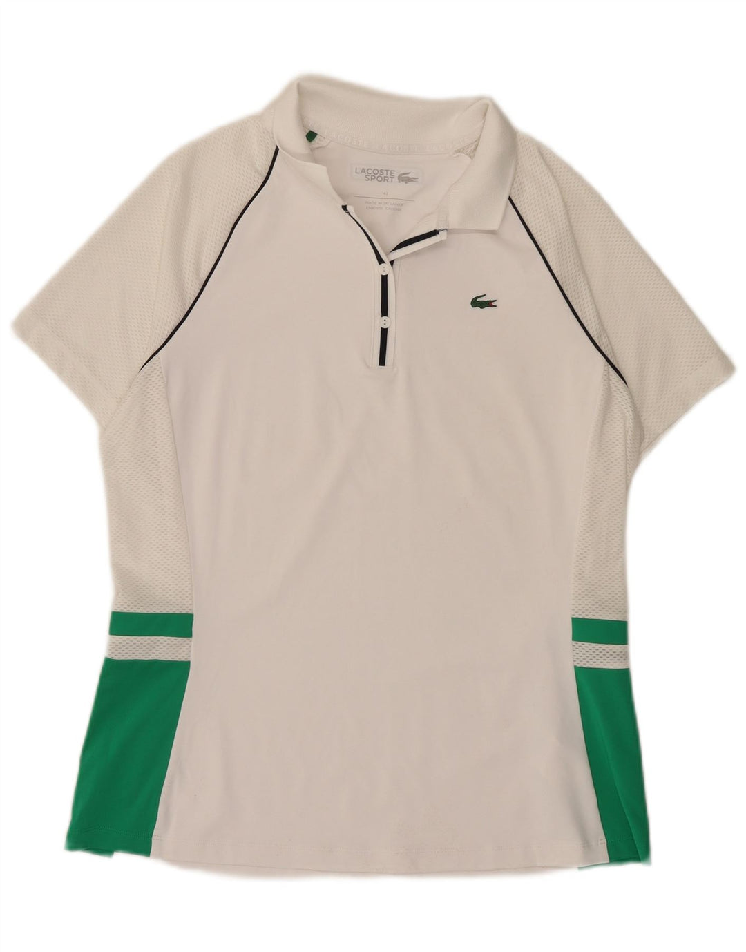 Tricou polo Lacoste pentru femei Mărimea 42, mare, alb, poliester color bloc