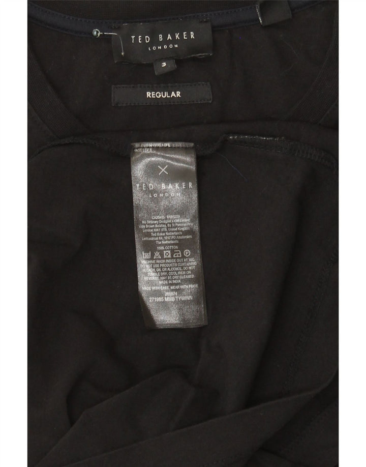Tricou obișnuit pentru bărbați Ted Baker Mărimea 3, bumbac mediu negru