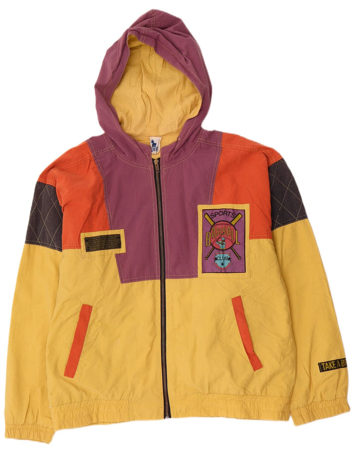 Rodeo Mens Loose Fit Graphic Bomber Jacket UK 38 Medium Yellow Colourblock
