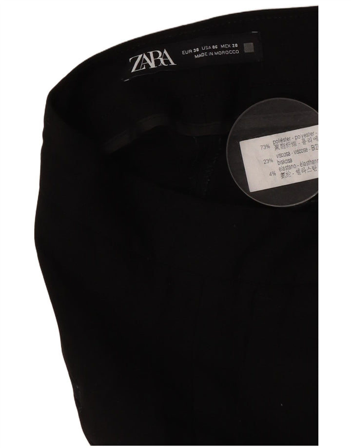 Pantaloni tăiați pentru femei Zara EU 38 Mici L28 L26 Poliester negru