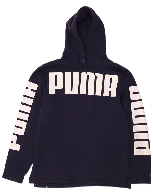 Pulover pentru bărbați Puma Graphic Hoodie Jumper mediu din bumbac bleumarin