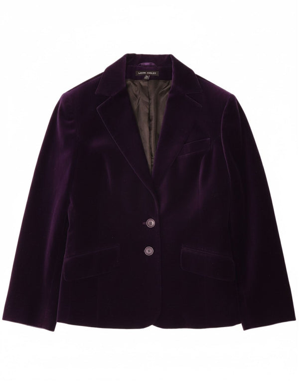 LAURA ASHLEY Sacou blazer pentru femei din catifea cu 2 nasturi UK 14 mare violet
