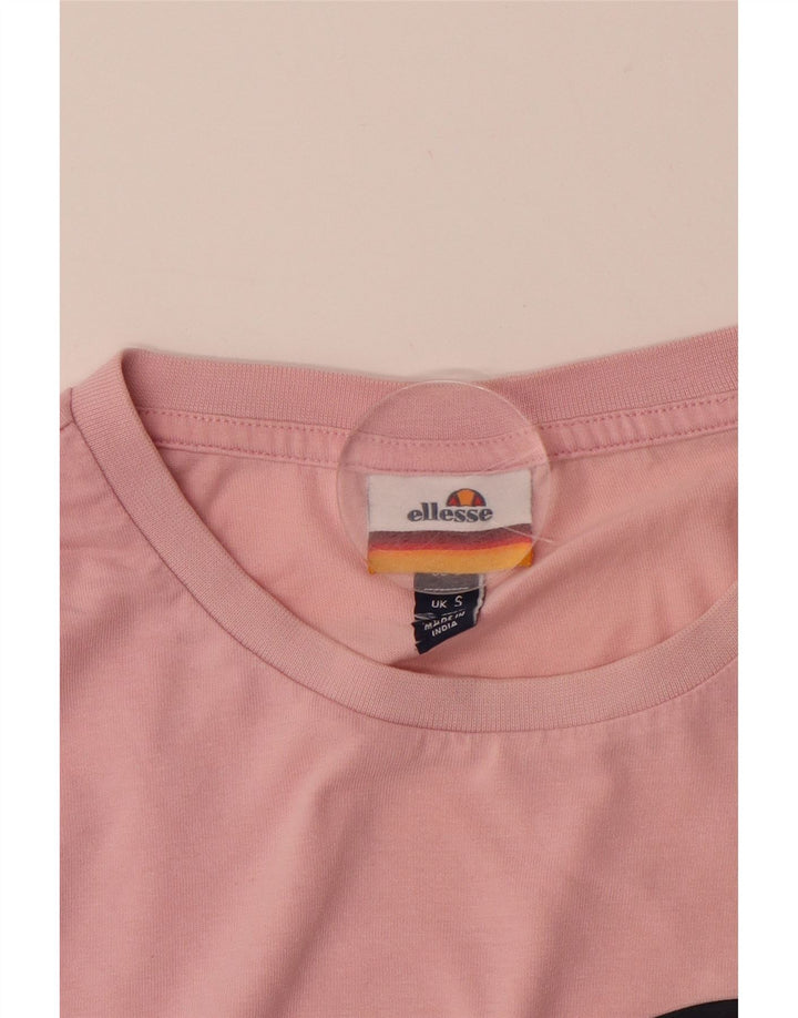 ELLESSE Mens Graphic T-Shirt Top Small Pink Cotton