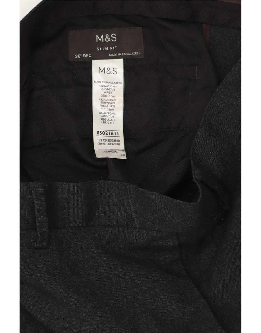 Marks & Spencer Pantaloni de costum slim pentru bărbați L36 L31 poliester gri