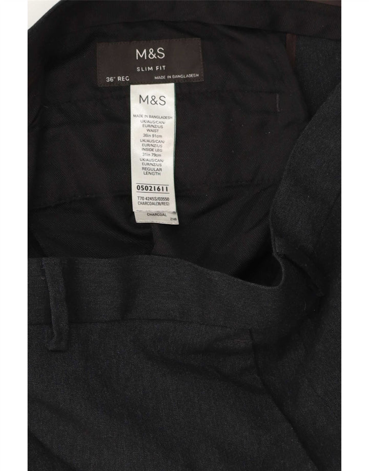 Marks & Spencer Pantaloni de costum slim pentru bărbați L36 L31 poliester gri