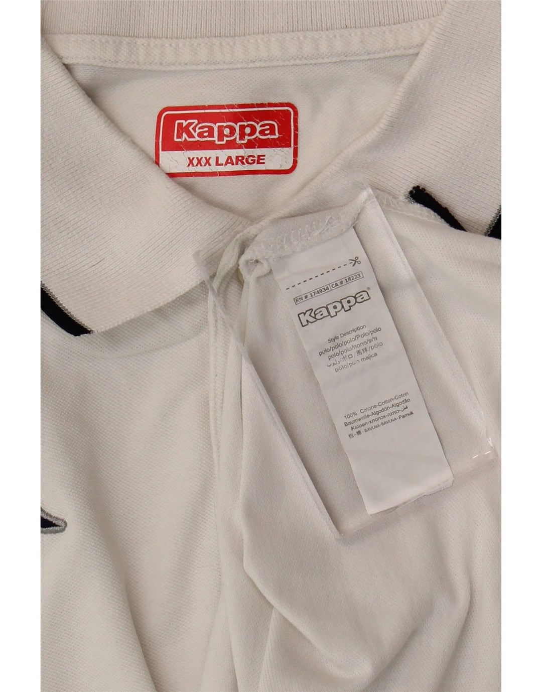 Cămașă polo KAPPA pentru bărbați, bumbac alb 3XL