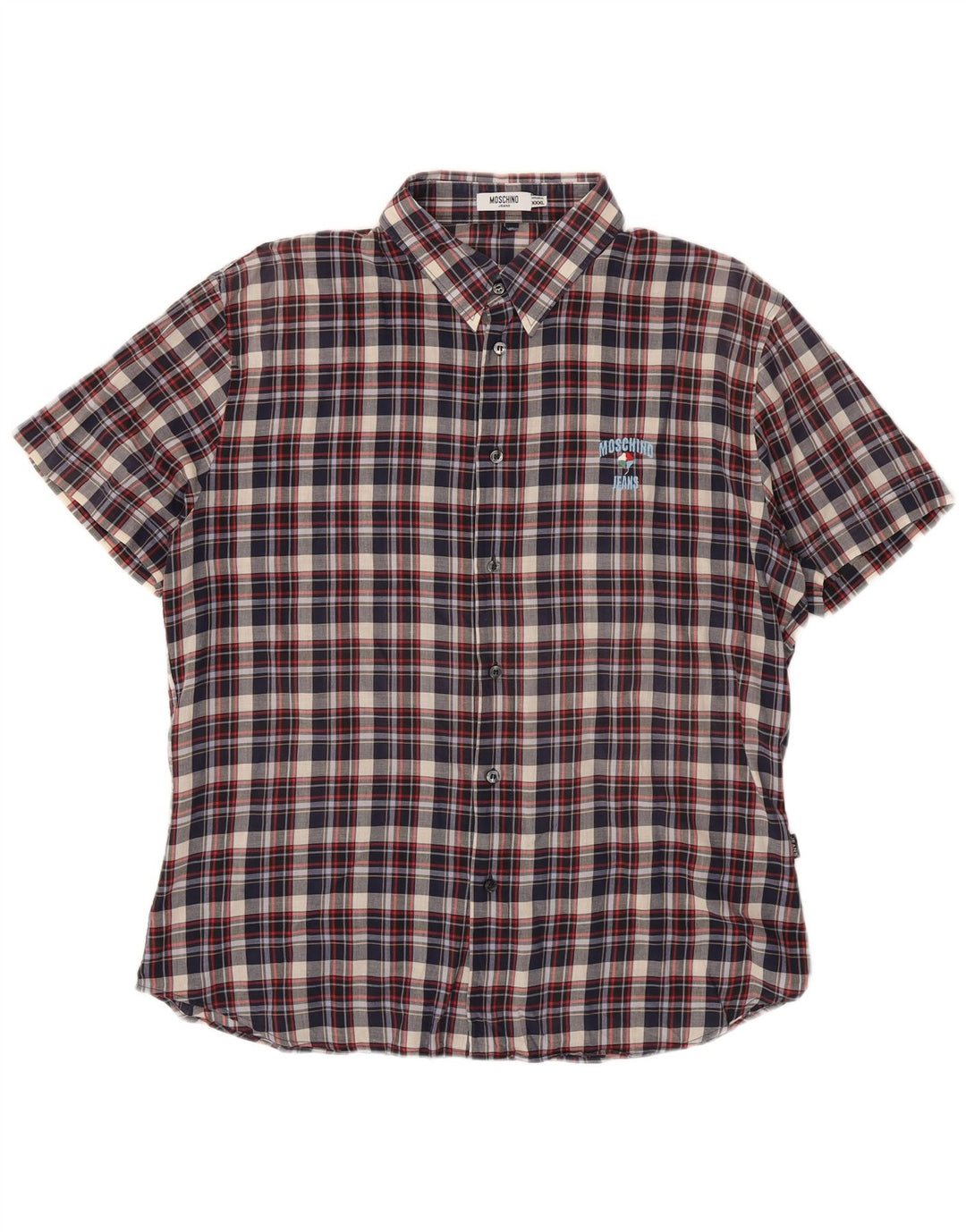 Cămașă cu mânecă scurtă pentru bărbați Moschino, 3XL, bleumarin, carouri