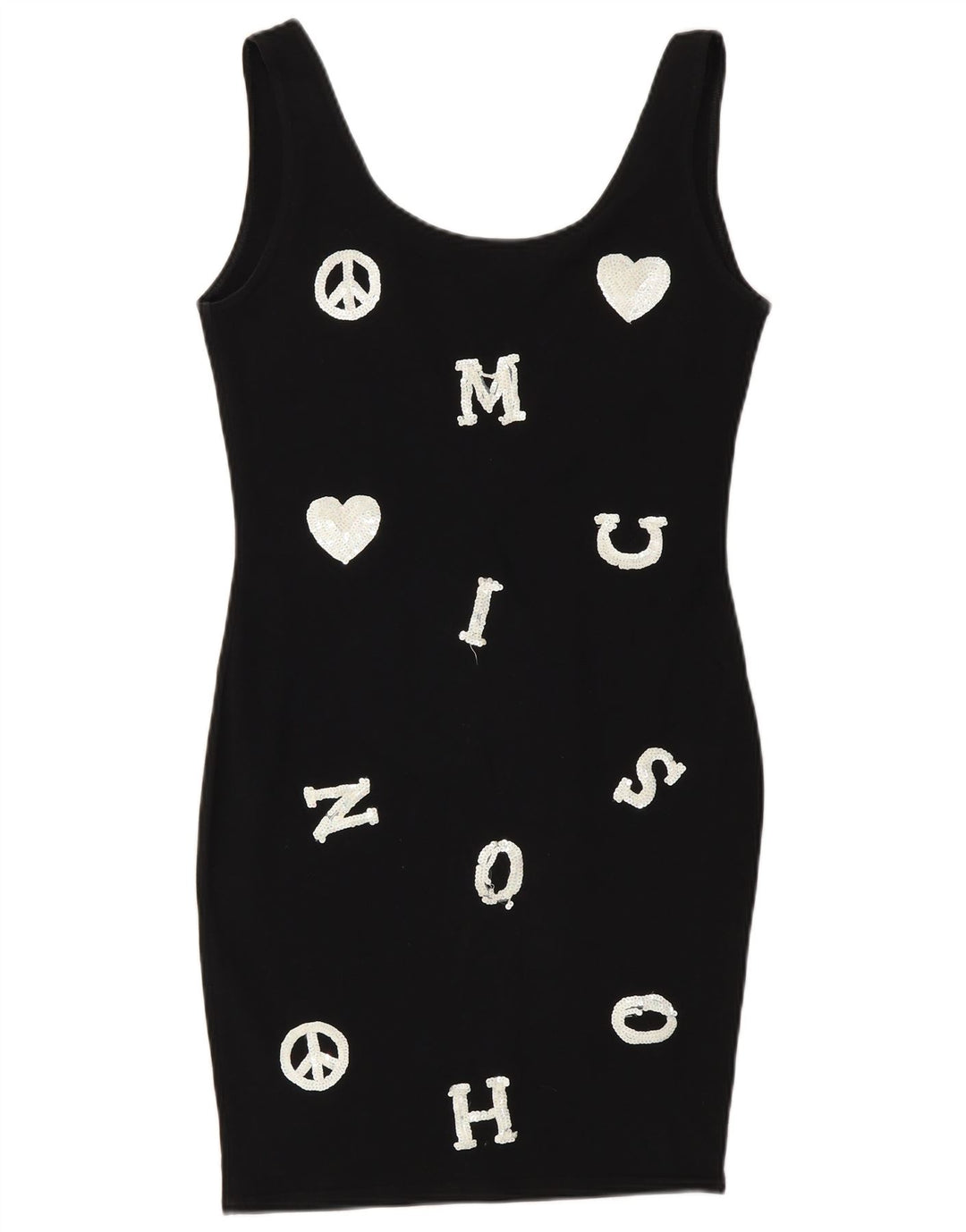 Rochie de damă Moschino, cu grafică, bodycon UK 14 Medium Black Designer