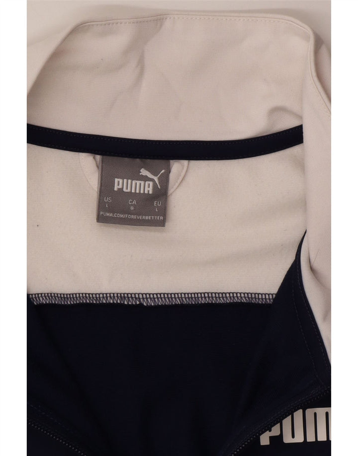 PUMA Mens Tracksuit Top Jacket Large Navy Blue Colourblock