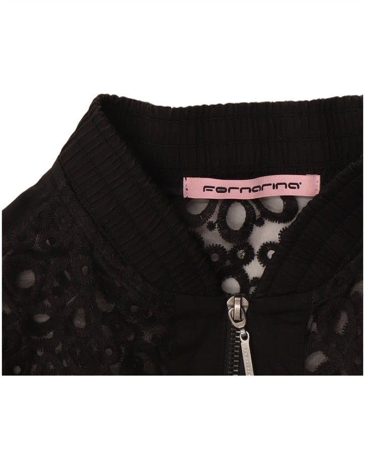 Jachetă bomber din dantelă pentru femei Fornarina UK 12 Medium Black Floral