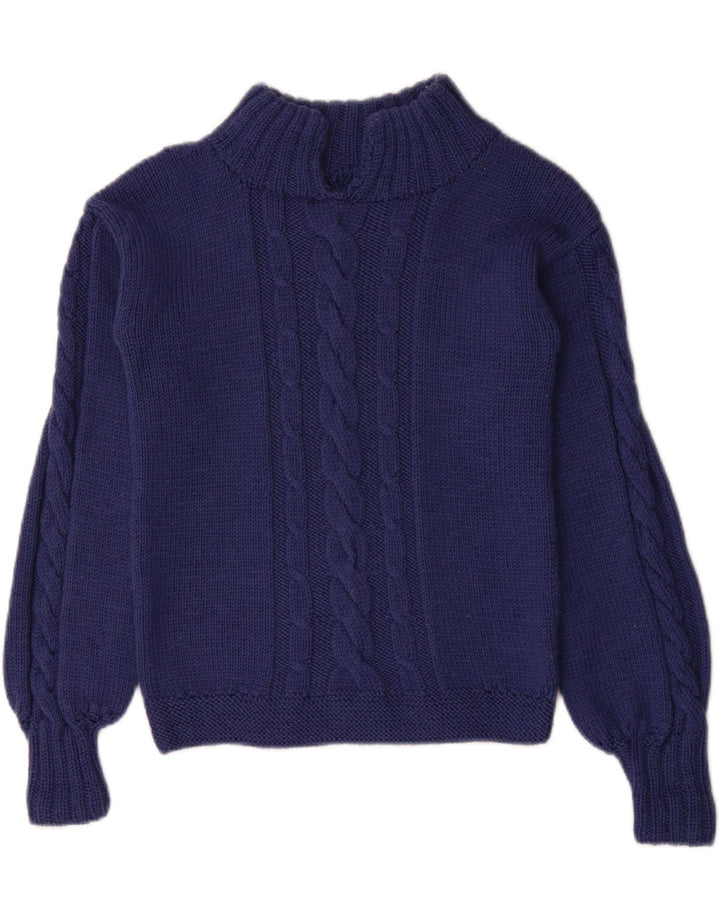 VINTAGE Pulover cu gât țestoasă pentru femei UK 10 Mic bleumarin