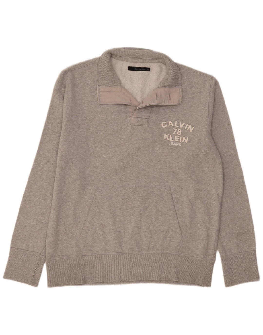 Pulover Calvin Klein Jeans pentru bărbați, cu decolteu cu nasturi, 2XL, gri
