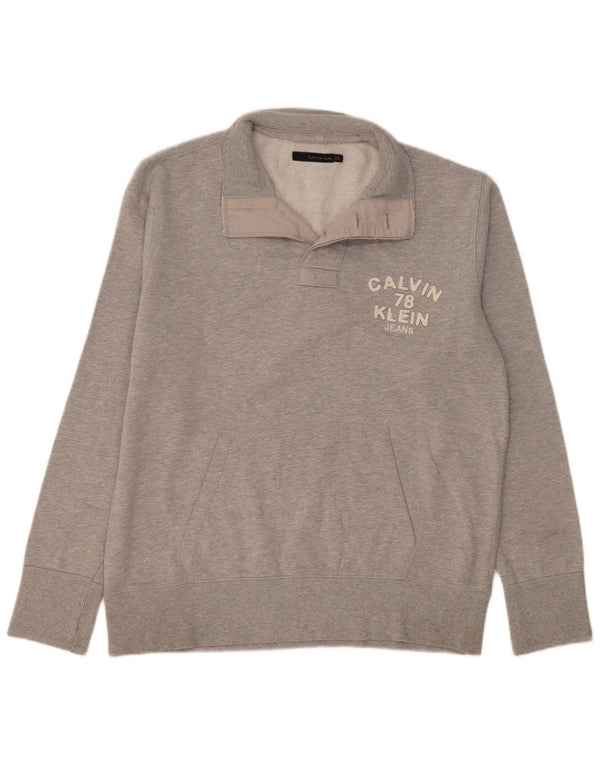 Pulover Calvin Klein Jeans pentru bărbați, cu decolteu cu nasturi, 2XL, gri