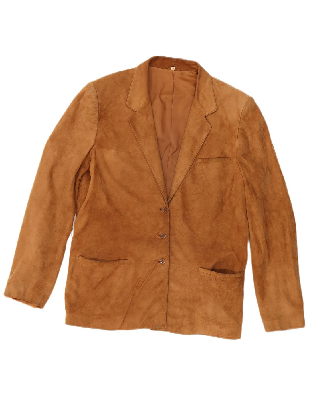Jachetă vintage de damă din piele intoarsa cu 3 nasturi IT 48 XL din piele bej