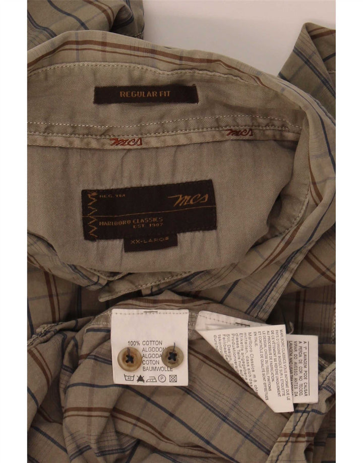 Cămașă Marlboro Classics pentru bărbați, cu tăiere obișnuită, 2XL, bumbac cu carouri kaki