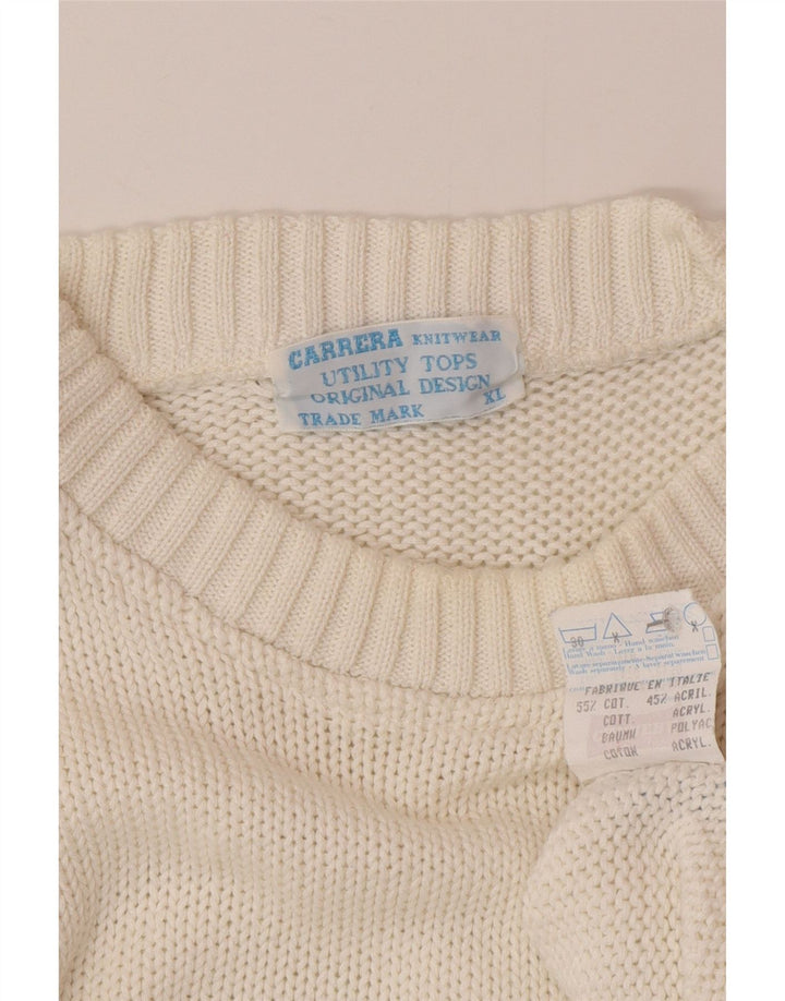 Pulover pentru bărbați Carrera cu gât crew pulover XL bumbac alb