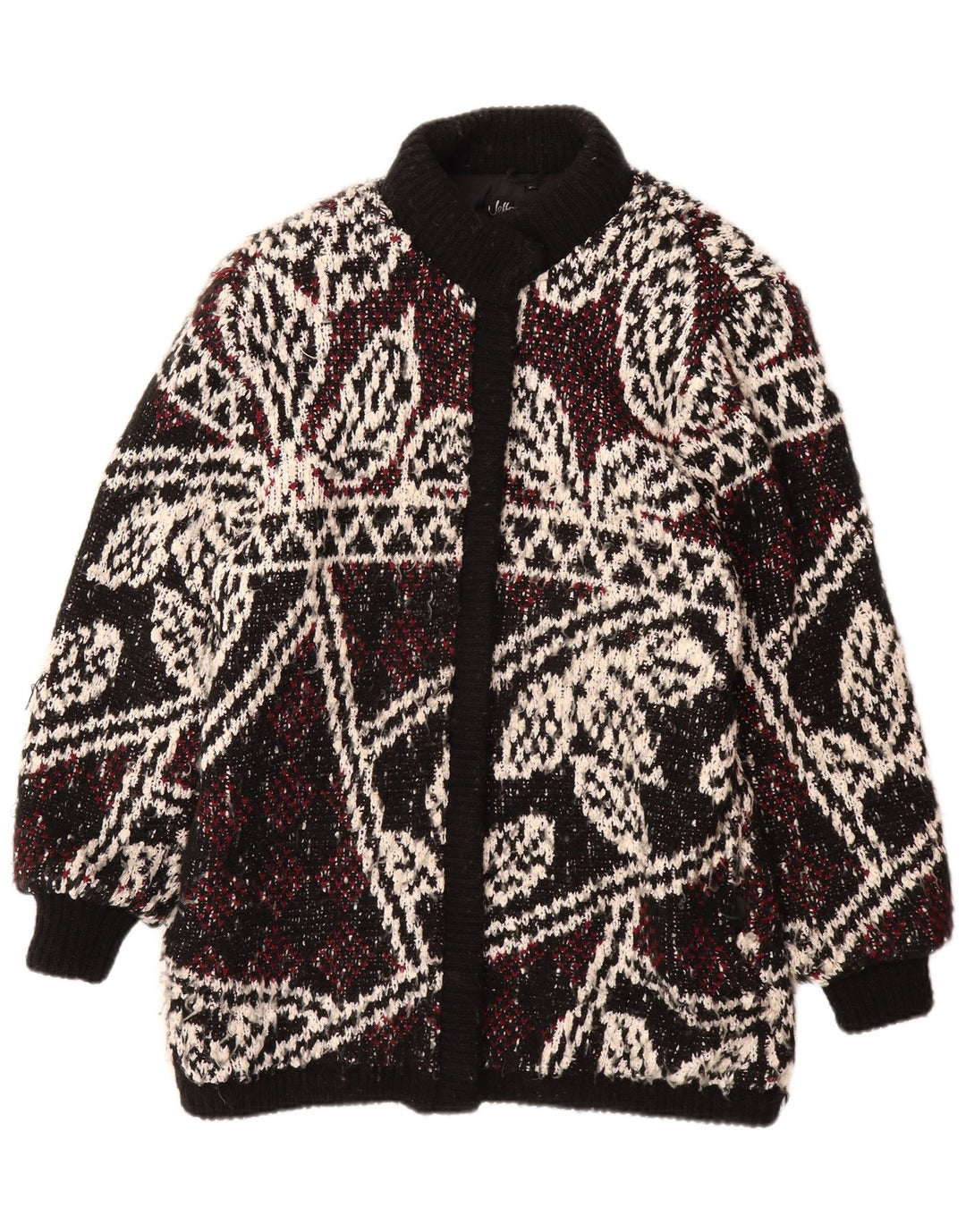 JEFFREY BROWNLEADER Palton tricot pentru femei UK 14 Medium Negru Floral Acrilic