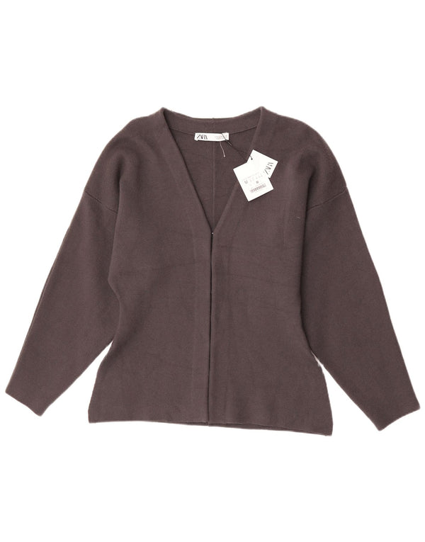 Pulover cardigan pentru femei Zara UK 12 Medium Gri Viscose