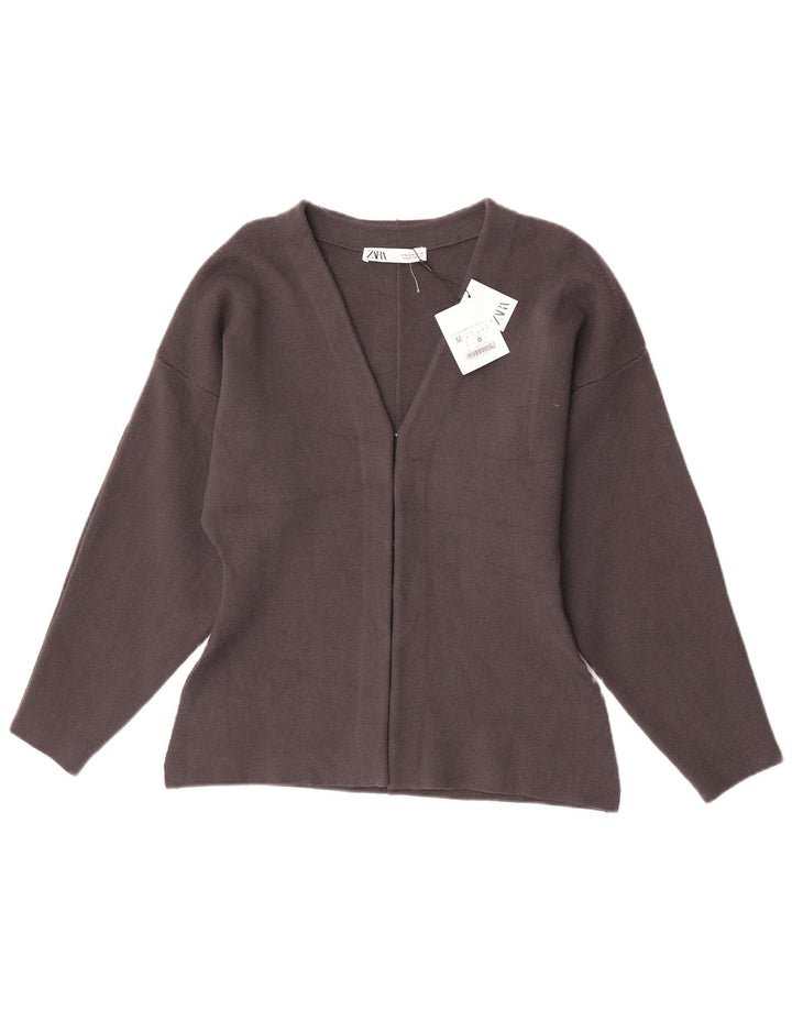 Pulover cardigan pentru femei Zara UK 12 Medium Gri Viscose