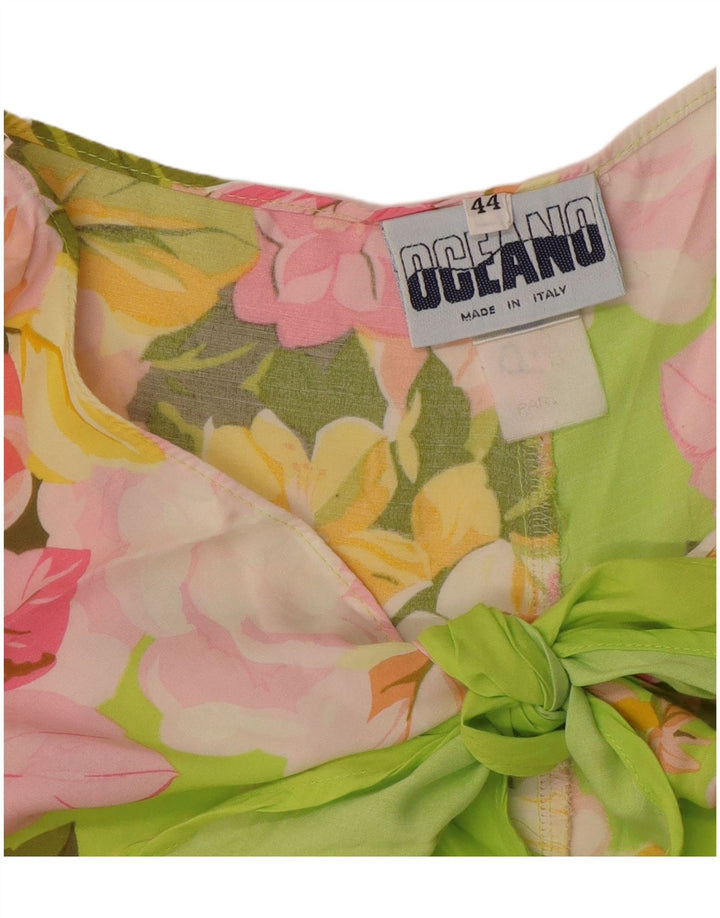 OCEANO Pantaloni scurți casual pentru femei IT 44 Medium W28 Verde Viscoză Florală