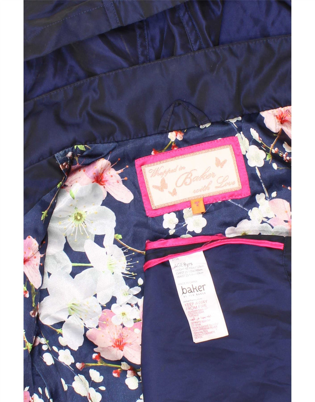 Pelernă de ploaie cu glugă pentru fete Ted Baker, 7-8 ani, bleumarin