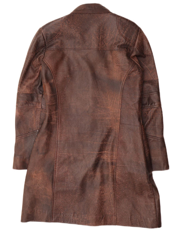 Palton de piele vintage pentru femei UK 14 piele maro medie