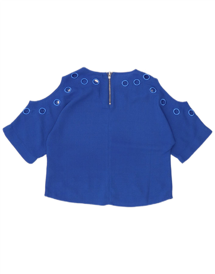 KAREN MILLEN Top bluză supradimensionată pentru femei UK 10 Poliester albastru mic