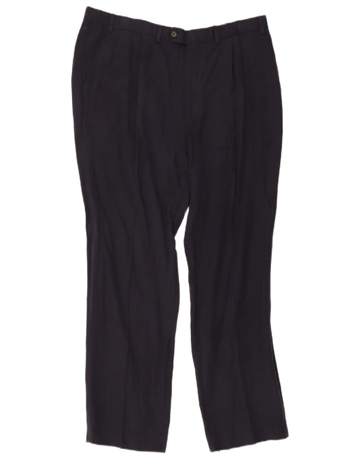 Pantaloni de costum pentru bărbați Marks & Spencer L40 L33 bleumarin din mătase