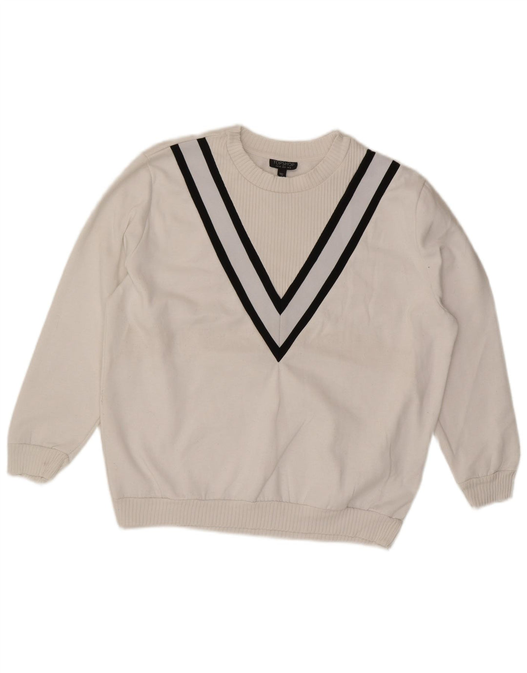 Topshop Pulover supradimensionat pentru femei UK 12 Medium White Striped