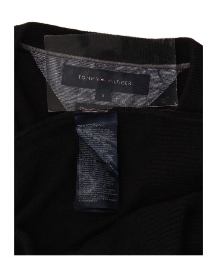 TOMMY HILFIGER Pulover cu decolteu în V pentru bărbați, bumbac mic, negru