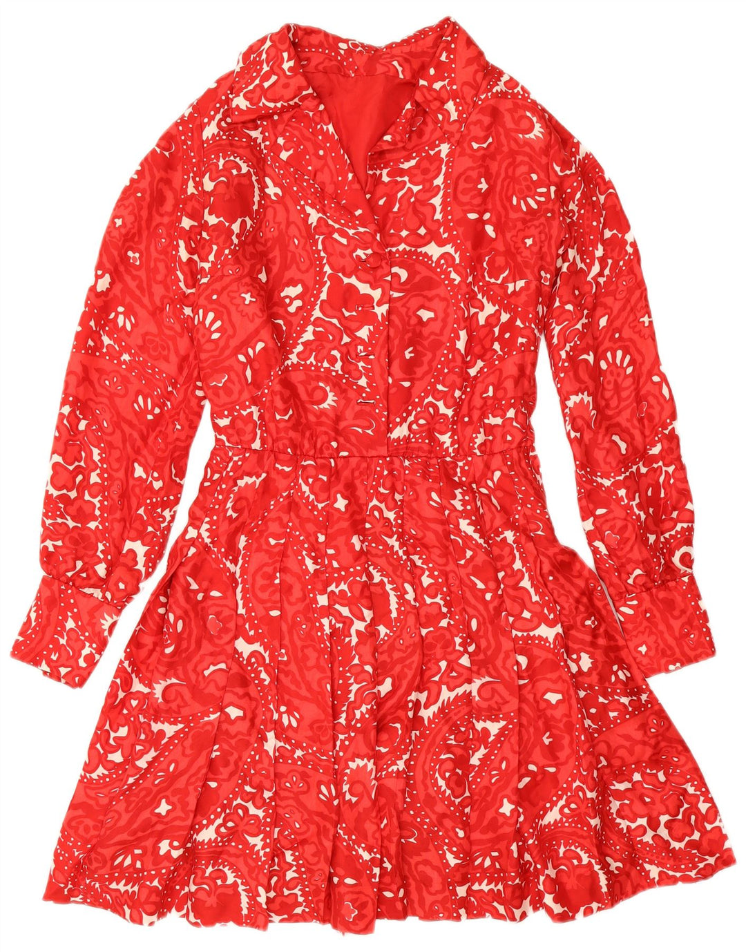 Rochie A-Line Vintage pentru femei UK 12 Medium Red Paisley