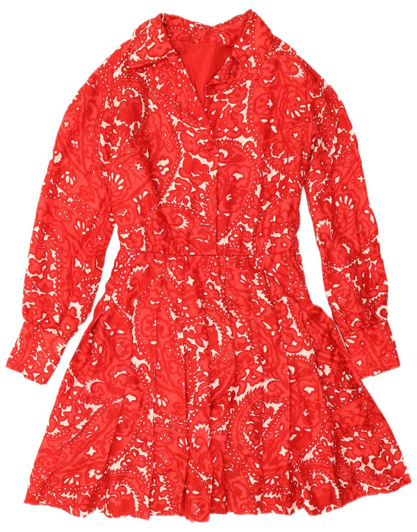 Rochie A-Line Vintage pentru femei UK 12 Medium Red Paisley