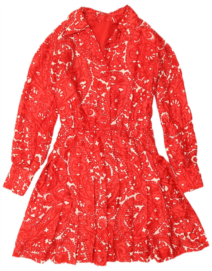 Rochie A-Line Vintage pentru femei UK 12 Medium Red Paisley