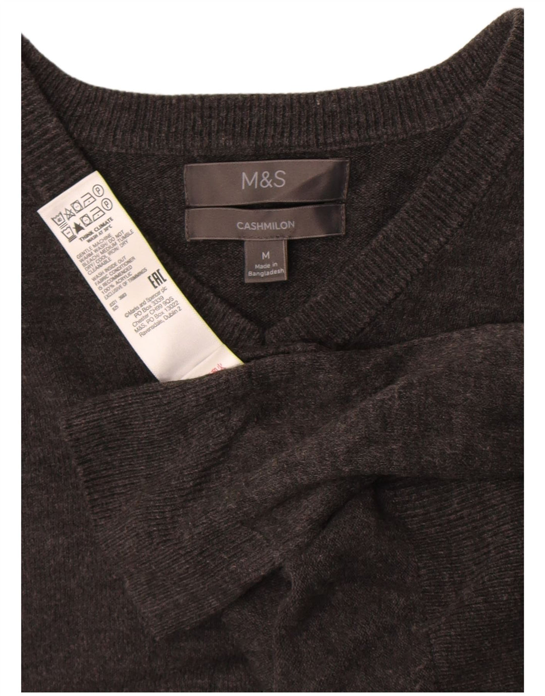MARKS & SPENCER Pulover cu decolteu în V pentru bărbați, gri mediu acrilic