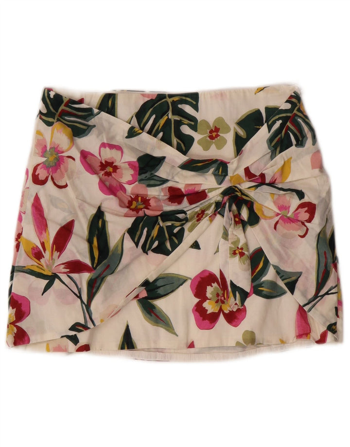 Fustă mini pentru femei Zara XS W24 Alb catifelat Floral
