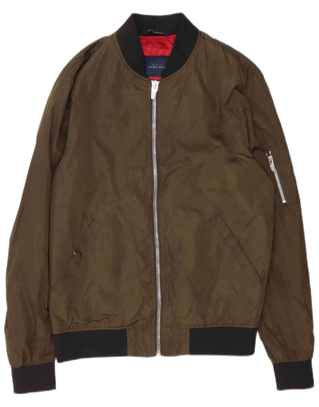 Bomber pentru bărbați Zara UK 38 Poliester verde mediu