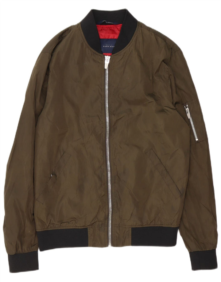 Bomber pentru bărbați Zara UK 38 Poliester verde mediu