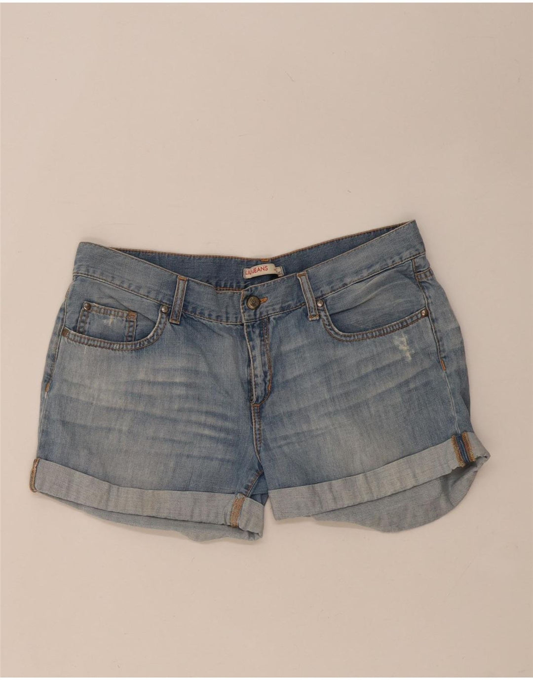 Pantaloni caldi din denim pentru femei Liu Jo W30, bumbac albastru mediu