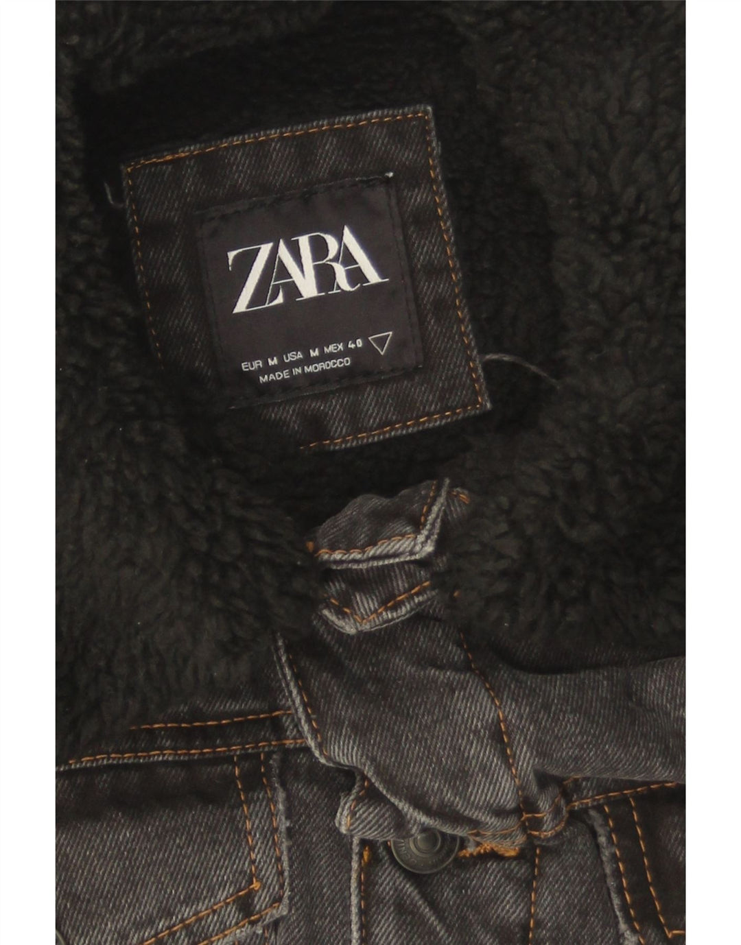 Jachetă de blugi Sherpa pentru bărbați Zara UK 38 Gri mediu