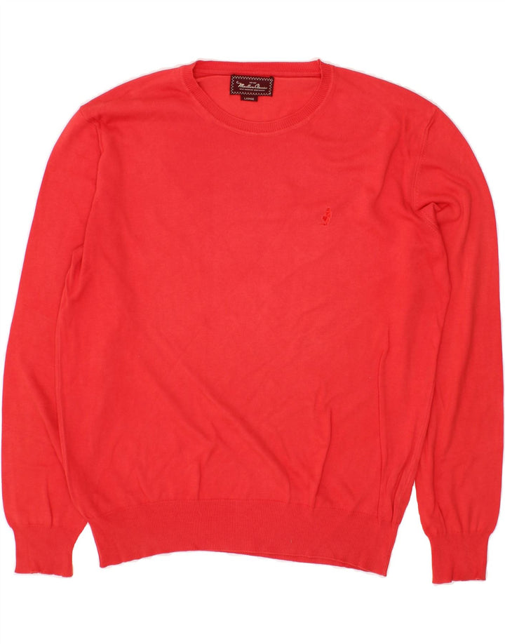 MARLBORO CLASSICS Mens Crew Neck Jumper Sweater Large Red Cotton Vintage Marlboro Classics and Second-Hand Marlboro Classics from Messina Hembry 