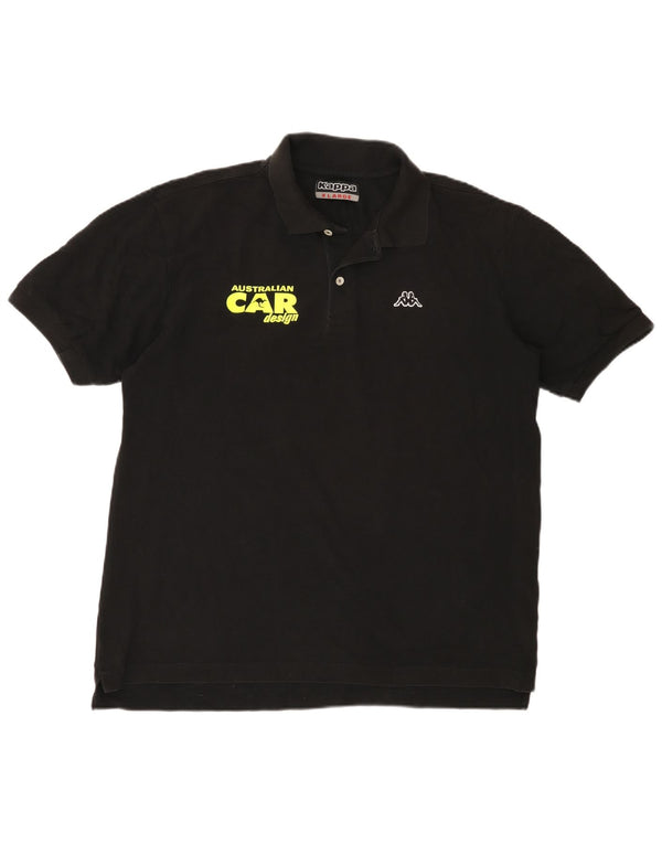 Cămașă polo cu grafică pentru bărbați Kappa XL, bumbac negru